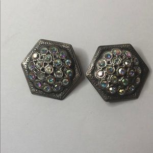 Octagon & Aurora Borealis Post Earrings